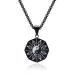 Buddha Stones Bagua Yin Yang Titanium Steel Balance Necklace Pendant Necklaces & Pendants BS Black