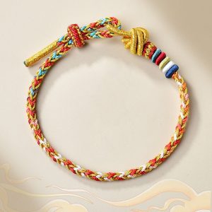 Buddha Stones Handcrafted Colorful Gold Healing Braid Rope Bracelet Bracelet BS Colorful Gold(Wrist Circumference 14-19cm)