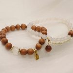 Buddha Stones Sandalwood Cat's Eye Fu Character Charm Protection Bracelet Bracelet BS 15