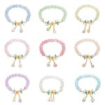 Buddha Stones Simple Design Flower Charm Glass Bead Bracelet
