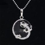 Buddha Stones Chinese Dragon Natural Quartz Crystal Healing Energy Necklace Pendant Necklaces & Pendants BS Black Onyx