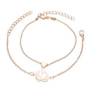 Buddha Stones 2Pcs Lotus Flower Love Heart Enlightenment Bracelet Bracelet BS LOTUS SYMBOL