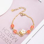 Buddha Stones Red Agate Tridacna Stone Flower Confidence Bracelet Bracelet BS 5