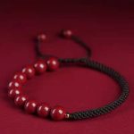 Buddha Stones Natural Cinnabar King Kong Knot Blessing String Bracelet Bracelet BS Cinnabar Brown String 6mm