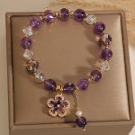 Natural Amethyst Pearl Flower Charm Positive Transformation Bracelet Bracelet BS 1