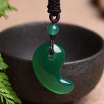 Buddha Stones Red Agate Green Agate Moon Pattern Confidence Calm Necklace Necklaces & Pendants BS Green Agate