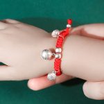 Buddha Stones 925 Sterling Silver Handmade Fu Character Lucky Money Bag Chinese Lock Charm Bell Lotus Copper Coin King Kong Knot Braided Kids Bracelet Bracelet BS 15