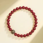 Buddha Stones 925 Sterling Silver Natural Cinnabar Four Beasts Blessing Bracelet Bracelet BS 6mm White Tiger(Wrist Circumference 14-16cm)