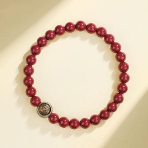 Buddha Stones 925 Sterling Silver Natural Cinnabar Four Beasts Blessing Bracelet Bracelet BS 6mm White Tiger(Wrist Circumference 14-16cm)