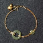 Buddha Stones Round Jade Peace Buckle Gourd Fu Character Auspicious Prosperity Chain Bracelet Bracelet BS Jade(Prosperity♥Abundance)