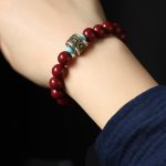 Buddha Stones 925 Sterling Silver Chinese Zodiac Natal Buddha Cinnabar Om Mani Padme Hum Calm Bracelet Bracelet BS 17
