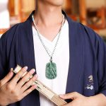 Buddha Stones Natural Jade Guan Gong Amulet Wealth Necklace Pendant Necklaces & Pendants BS 3