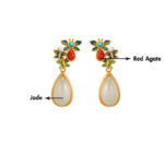 Buddha Stones Water Drop White Jade Red Agate Butterfly Protection Drop Dangle Earrings Earrings BS 13