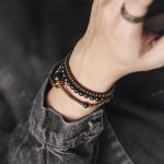 Buddha Stones Rainbow Obsidian Ebony Wood Copper Healing Triple Wrap Bracelet Bracelet BS 8