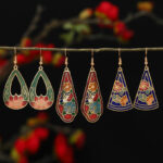 Buddha Stones Lotus Butterfly Flower Alloy Copper Enlightenment Drop Earrings Earrings BS 1