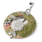 Buddha Stones Various Crystal Amethyst Green Aventurine Flower Healing Necklace Pendant Necklaces & Pendants BS Unakite