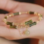 Buddha Stones Bamboo Jade Pattern Luck Bracelet Bangle Bracelet Bangle BS Green Bamboo