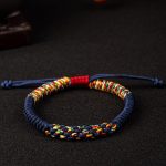 Buddha Stones Tibetan Handmade Colorful King Kong Knot Luck Braid String Bracelet Bracelet BS Blue 18-19CM