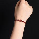 Buddha Stones Four Leaf Clover Five-petal Flower Cinnabar Blessing Red String Bracelet Bracelet BS 14