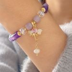 Buddha Stones Amethyst Green Aventurine Strawberry Quartz Positive Elephant Charm Bracelet 5