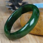 Buddha Stones Natural Hetian Cyan Jade Happiness Success Bracelet Bangle Bracelet Bangle BS 58mm