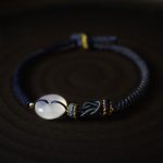 Buddha Stones Handmade White Agate Peace Buckle Luck Happiness Protection Weave String Bracelet Bracelet BS 10