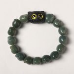 Buddha Stones Natural Bodhi Seed Lovely Paw Ebony Wood Lucky Cat Wisdom Bracelet Bracelet BS Green Bodhi Seed Simple Version(Wrist Circumference 14-15cm)