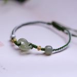 Buddha Stones 925 Sterling Silver Hetian Jade Double Peace Buckle Luck Braided Bracelet Bracelet BS 2
