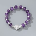 Buddha Stones 925 Sterling Silver Natural Amethyst Lotus Spiritual Bracelet Bracelet BS 3