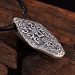 Buddha Stones Tibetan 925 Sterling Silver Om Mani Padme Hum Dorje Vajra Engraved Strength Necklace Pendant Necklaces & Pendants BS 2