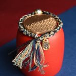 Buddha Stones Zakiram Goddess of Wealth Om Mani Padme Hum Peace Handmade Bracelet Bracelet BS Blue Beige Black(Wrist Circumference 14-18cm)