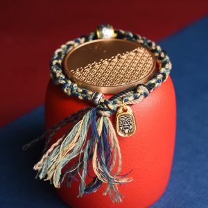 Buddha Stones Zakiram Goddess of Wealth Om Mani Padme Hum Peace Handmade Bracelet Bracelet BS Blue Beige Black(Wrist Circumference 14-18cm)
