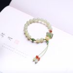 Buddha Stones 925 Sterling Silver Jade Luck Flower Butterfly Bracelet Bracelet BS 7