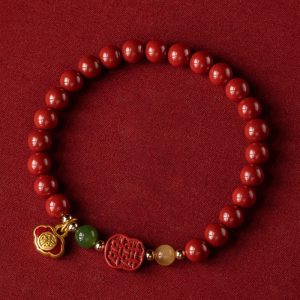 Buddha Stones Cinnabar Happiness Calm Bracelet Bracelet BS 8mm