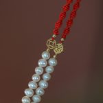 Buddha Stones 14K Gold Plated Pearl Bead Luck Protection Braid Red String Bracelet Bracelet BS 2