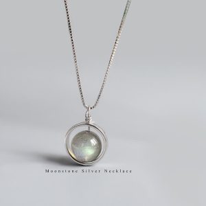 Buddha Stones 925 Sterling Silver Moonstone Love Planet Rotatable Pattern Necklace Pendant Necklaces & Pendants BS Moonstone(Love♥Calm)