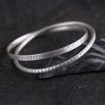 Buddha Stones 999 Sterling Silver Heart Sutra Carved Protection Bracelet Bangle Bracelet Bangle BS 3
