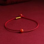 Buddha Stones Natural Cinnabar Red Agate Blessing Red String Bracelet Bracelet BS Red Agate(Confidence♥Calm) 18cm