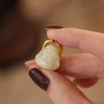 Buddha Stones 925 Sterling Silver Natural Hetian Jade Laughing Buddha Abundance Chain Necklace Pendant Necklaces & Pendants BS 2