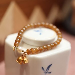 Buddha Stones 925 Sterling Silver Natural Hetian Jade Lily Of The Valley Charm Bracelet Bracelet BS Hetian Jade(Prosperity♥Abundance)