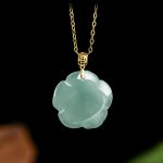 Buddha Stones 18K Gold 925 Sterling Silver Natural Jade Rose Luck Necklace Pendant Necklaces & Pendants BS 6