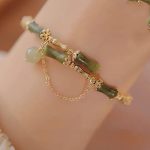 Buddha Stones Bamboo Jade Pattern Luck Bracelet Bangle Bracelet Bangle BS 2