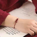 Buddha Stones Natural Lucky Cinnabar Bead Blessing String Bracelet Anklet Bracelet BS 16