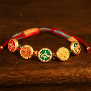 Buddha Stones Tibetan Five God Of Wealth Colorful Rope Braided Luck Bracelet Bracelet BS Adjustable Rope(Wrist Circumference 14-17cm)