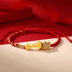 Buddha Stones 999 Sterling Silver Ruyi Handle Fu Character Fortune Luck Rope Bracelet Bracelet BS 14-22cm