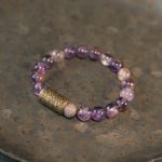Buddha Stones White Crystal Red Hematoid Quartz Gold Rutilated Quartz Purple Phantom Protection Bracelet Bracelet BS Purple Phantom 17-17.5cm