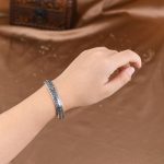 Buddha Stones 925 Sterling Silver Om Mani Padme Hum Double Dorje Engraved Wisdom Cuff Bracelet Bangle Bracelet Bangle BS 13