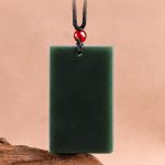 Buddha Stones Hetian Cyan Jade Dragon Engraved Success Necklace Pendant Necklaces & Pendants BS 5