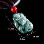 Buddha Stones Natural Green Jade Nine-Tailed Fox Engraved Prosperity Necklace Pendant Necklaces & Pendants BS 10