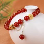 Buddha Stones Natural Red Agate White Agate Peach Blossom Self-acceptance Bracelet Bracelet BS 2